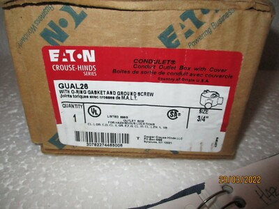 Cooper Crouse Hinds GUAL26 3/4'' Conduit Outlet Box With Cover and O ring NIB