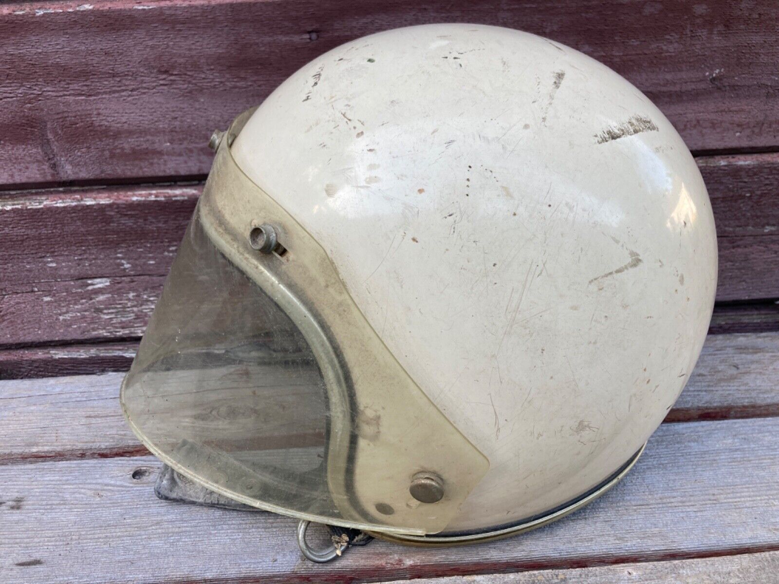 VTG 70'S ARTHUR FULMER AF40 AF 20 WHITE MOTORCYCLE HELMET w VTG 70'S ARTHUR FULMER AF40 AF 20 WHITE MOTORCYCLE HELMET w