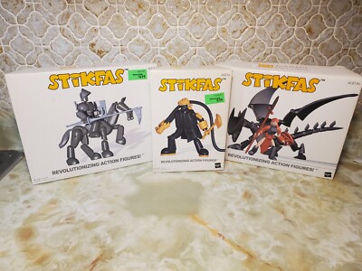 Vtg Retro 2000s STIKFAS Lot of 3~ AFK5, AFK6, AFK9 - Warrior Knight Fireman-NEW