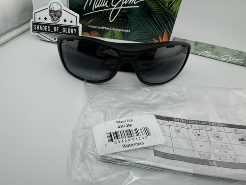 Pre-owned Maui Jim Waterman Mj 410-2m Matte Black W/ Neutral Grey Polarized Sunglasses