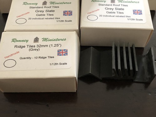 Romney Miniatures England Grey Slate Rebated Roof Tiles 1:12th Scale