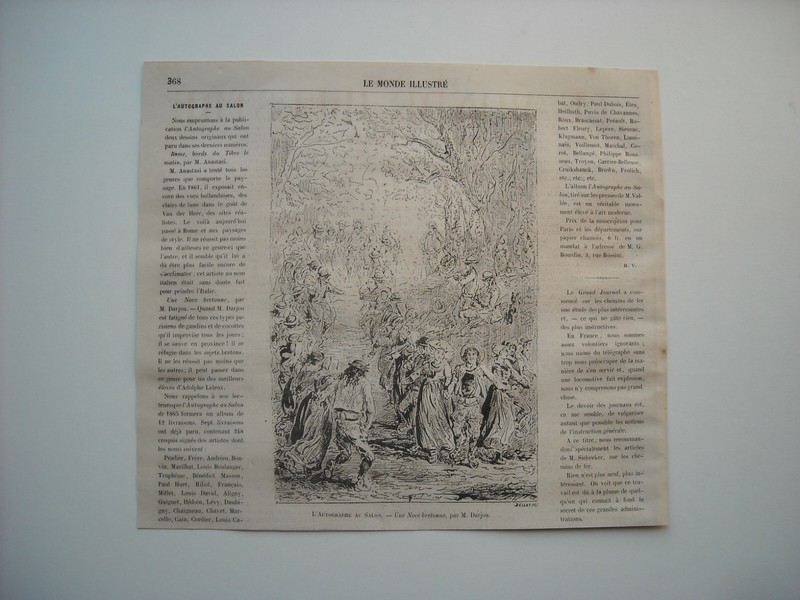Gravure 1865. LâAutographe Au Salon. Une Noce Bretonne, Par M. Darjou. Avec Expl