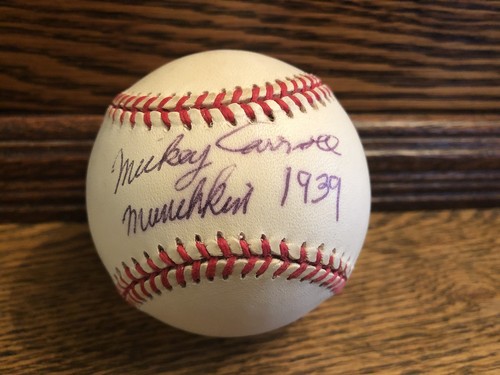 Mickey Carroll signed official MLB baseball Munchkin Wizard of Oz
