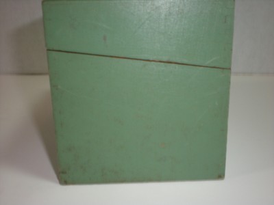 Vtg Wooden RECIPE BOX Old Green Paint