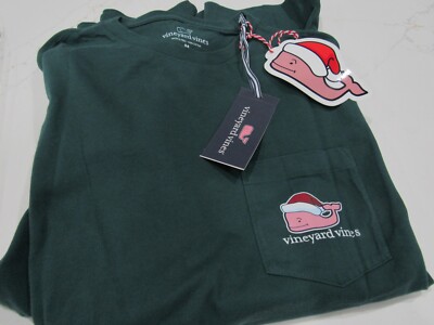 Vineyard Vines Charleston Green Santa Whale Long Sleeve T Shirt Mens Medium NWT