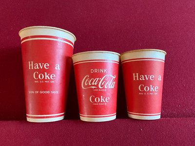 1950's, Coca-Cola, (3) ''Unused'' Paper Cups (Have a Coke Logo ) Scarce/Vintage
