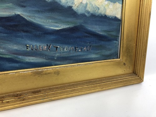 Vintage 1930-40 Capt ELLERY THOMPSON (1899-1987) Stonington CT ship Painting OOC