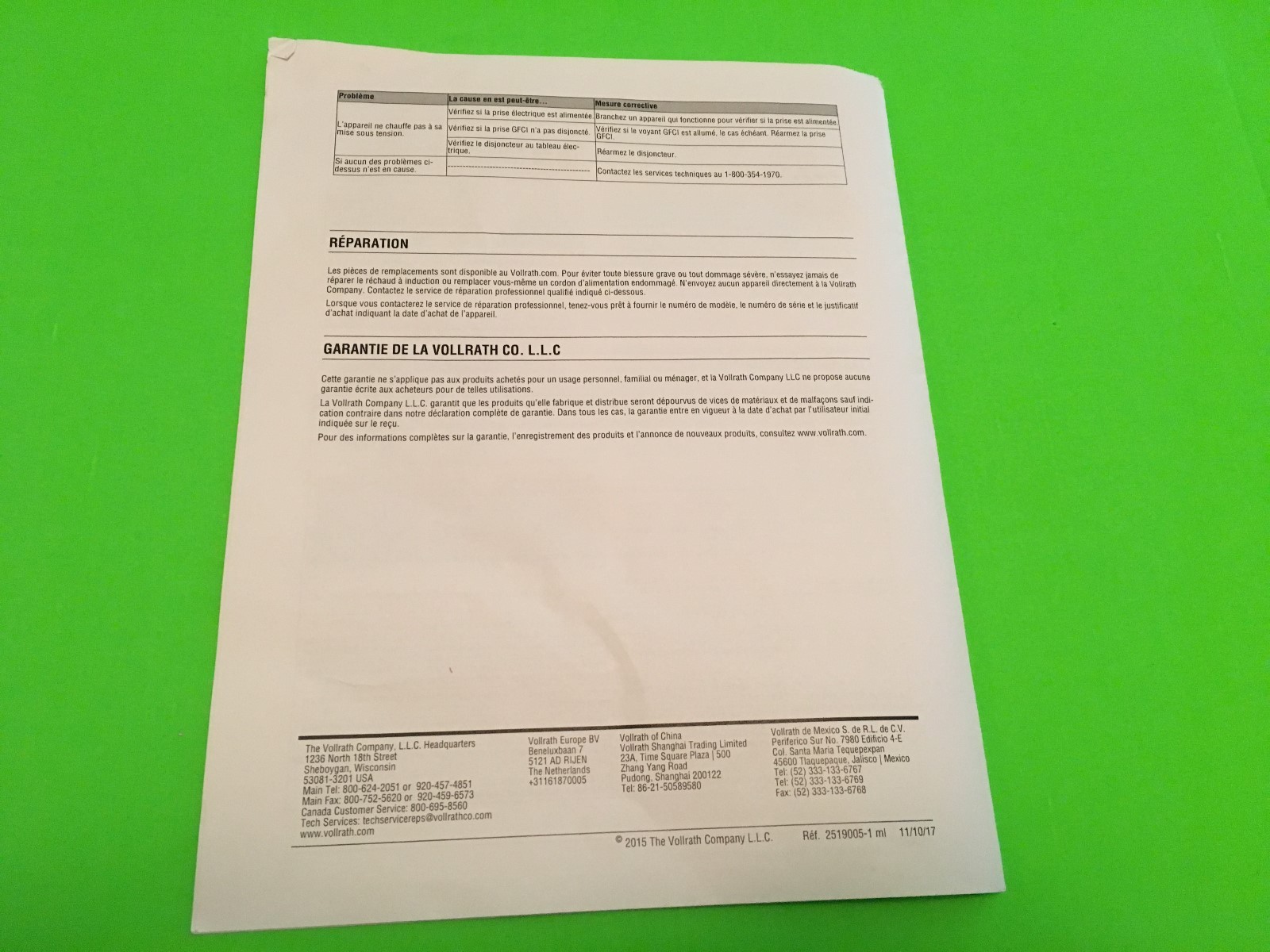 Vollrath Wendy's Chili Cooker Manual and Registration Card- No Cooker & Wondrous