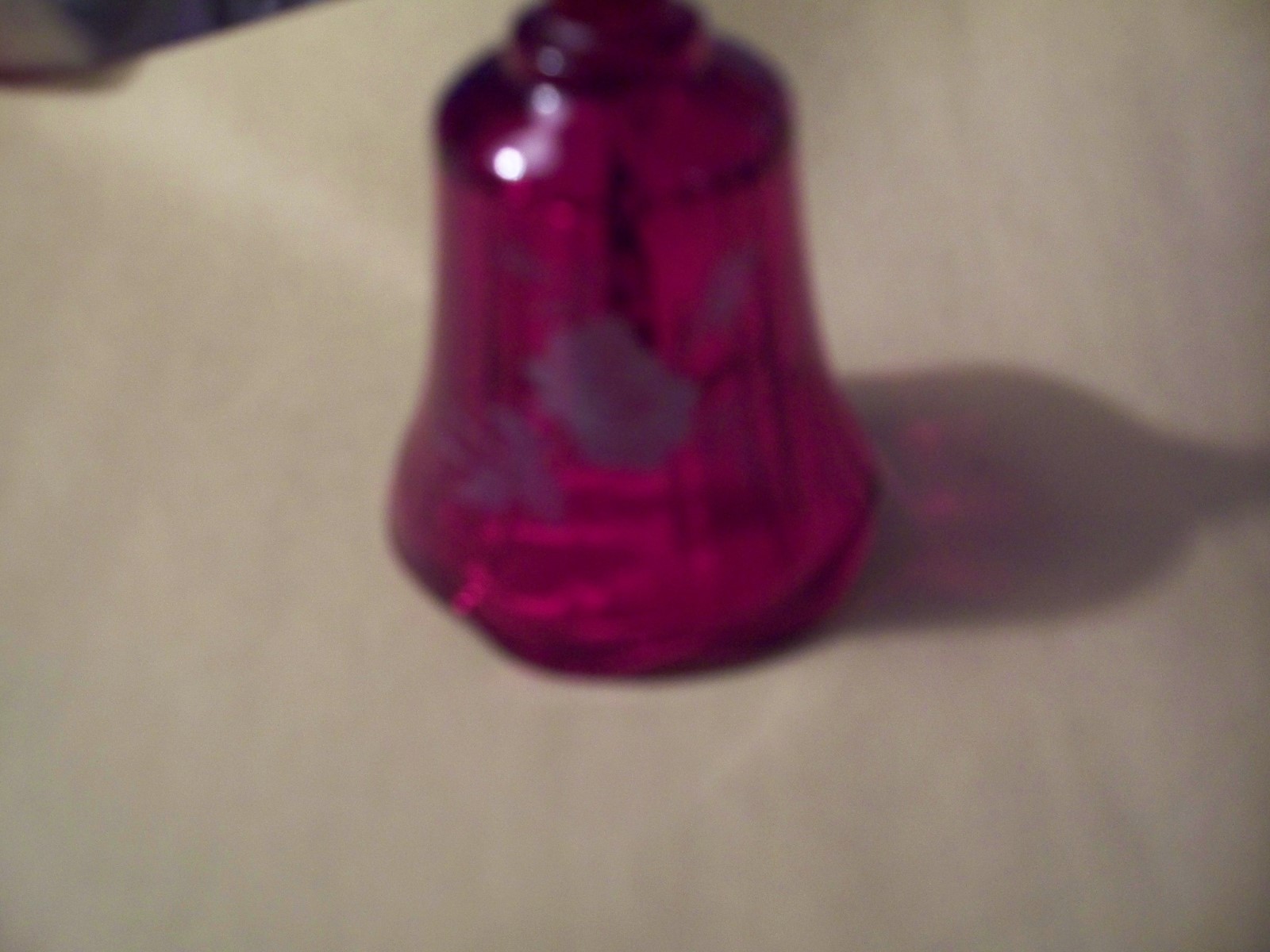 BELLS, COLLECTIBLE, RED GLASS, WHITE ROSE ON THE SIDE