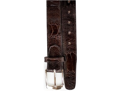 Pre-owned Belvedere Men's  Belt Genuine Ostrich Leg Up To Size 44 2000 Chocolate Brown