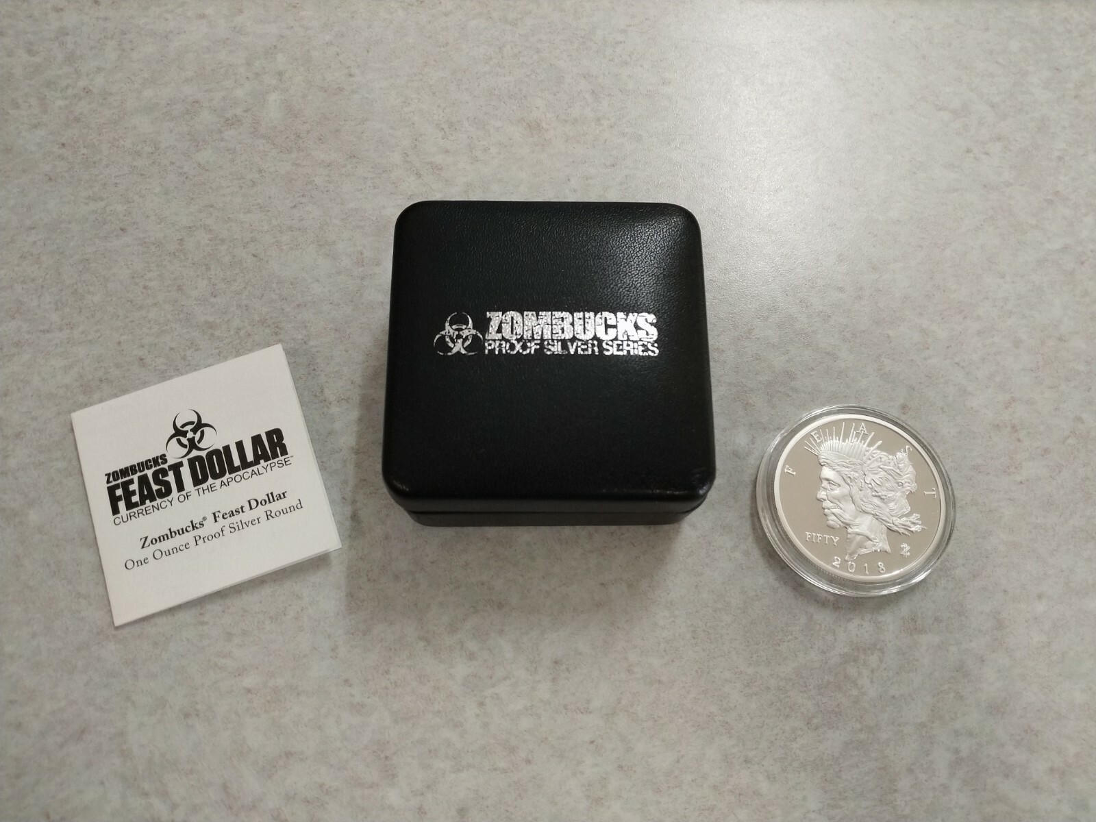 2018 Zombucks Feast Dollar 1 Oz .999 Silver Proof Round Bullion