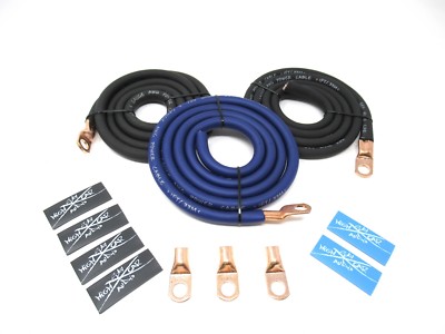 4 Ga AWG Amp Kit and 4 Gauge AWG Big 3 Upgrade Blue Black Sky High Car Audio