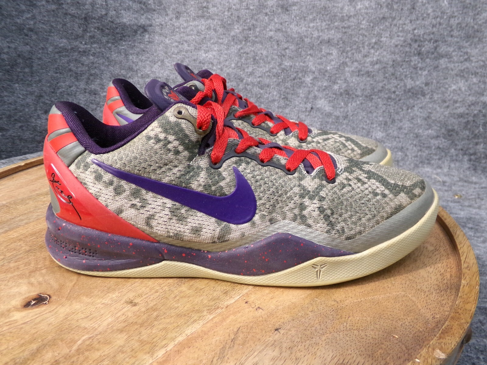 Nike Kobe 8 Mine Grey Snake Print Sneakers Shoes 555586-003 Nike Kobe 8 Mine Grey Snake Print Sneakers Shoes 555586-003