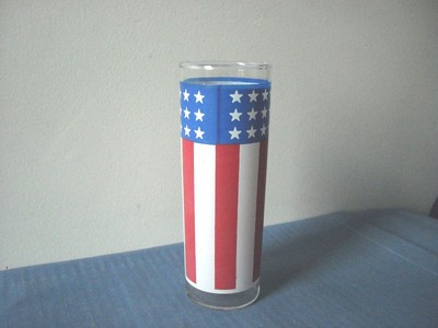American Red White & Blue 4th of July Flag Vase Glass