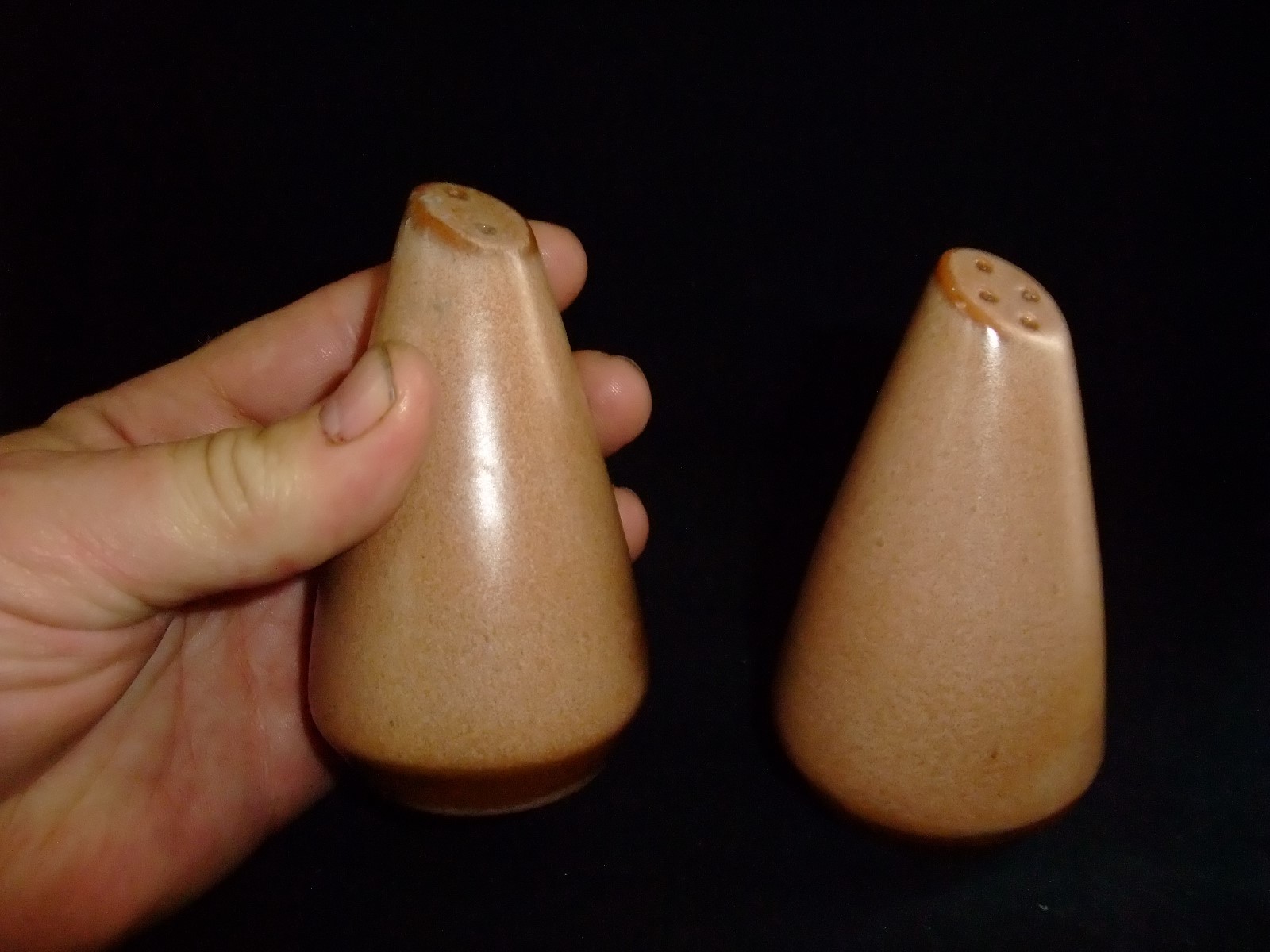 FRANKOMA Plainsman Brown SALT & PEPPER SHAKER SET OF 2- PAIR NO PLUGS- CUTE