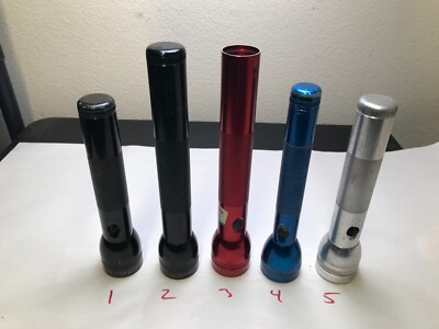 Lot 5 Mag Lite Flashlights For Parts Or Repair Not Working