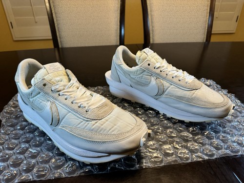 nike sacai waffle white on feet