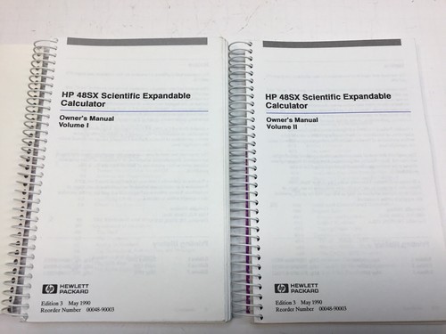 HP Hewlett Packard 48SX Calculator Owner's Manual volumes 1 & 2 I & II