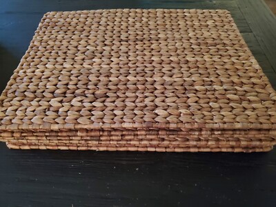 Rectangular 6 Set Seagrass Rattan Woven Table Food 18 X 14 Wire Edge  Placemats