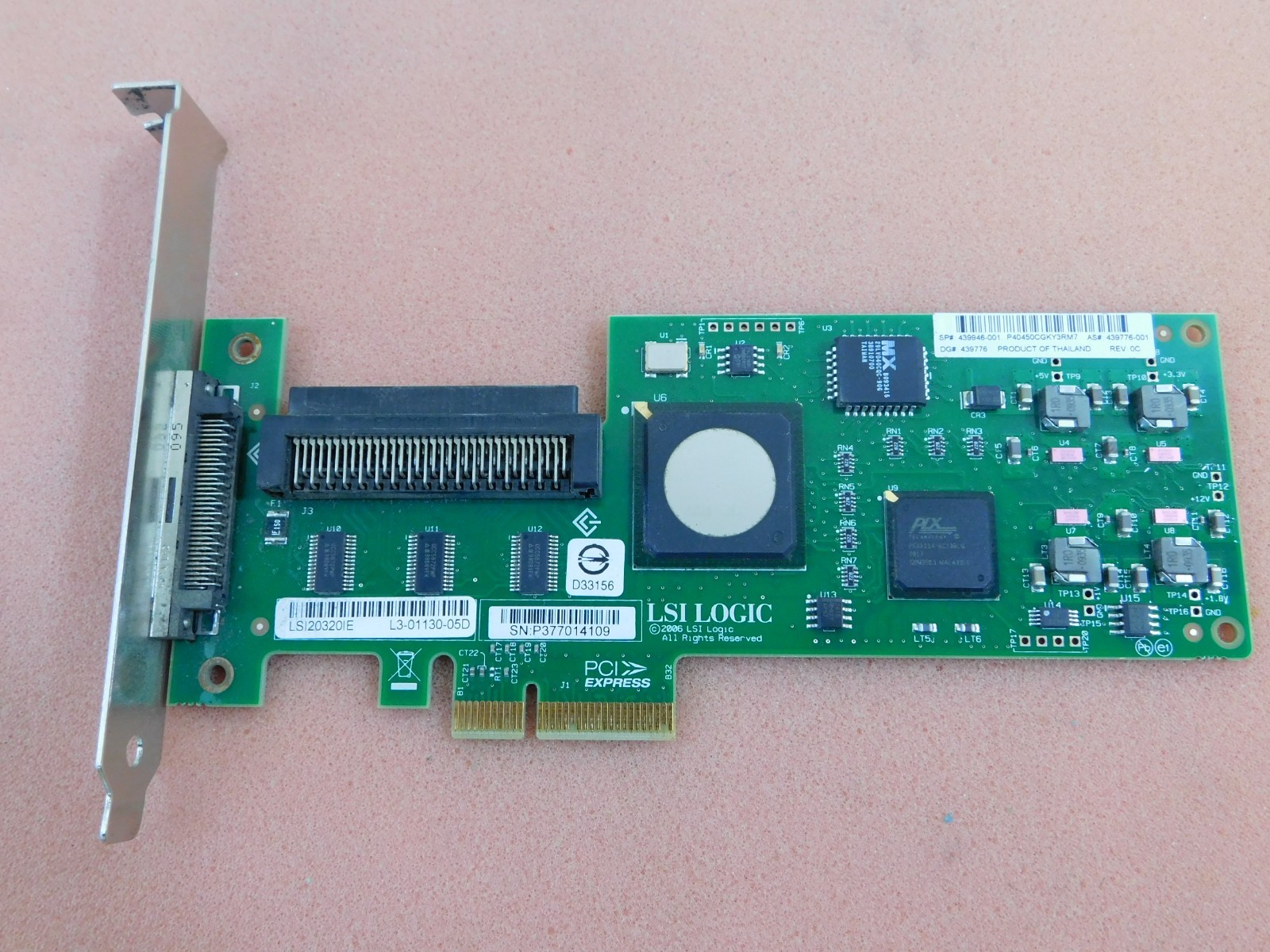 HP 439946-001 LSI Logic LSI20320IE SCSI U320 LVD Controller PCI-e Card