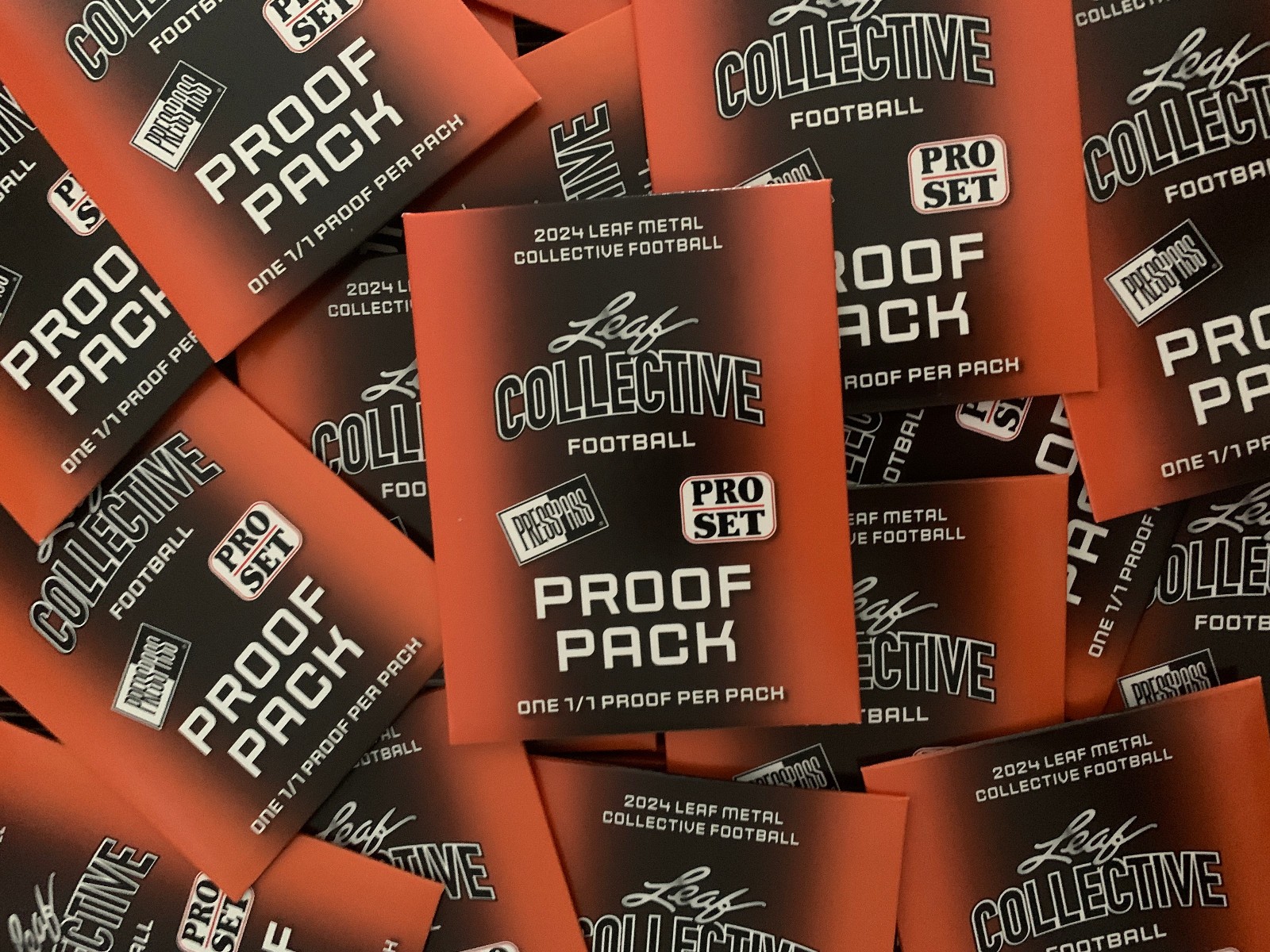 2024 Leaf Metal Collective Football 1/1 Pre Production Proof Per Pack Lot of 100