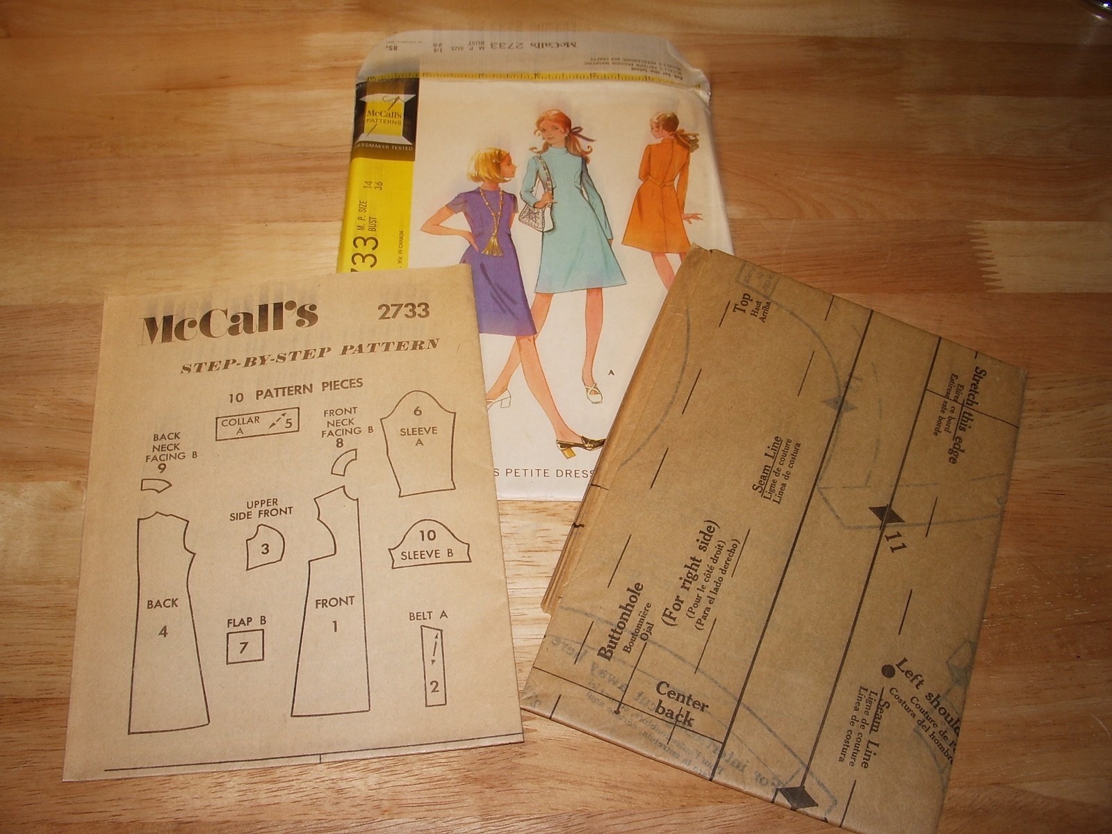 Vintage McCalls FF Pattern 2733 Miss Petite Dress Two Versions Sz 14 Bust 36