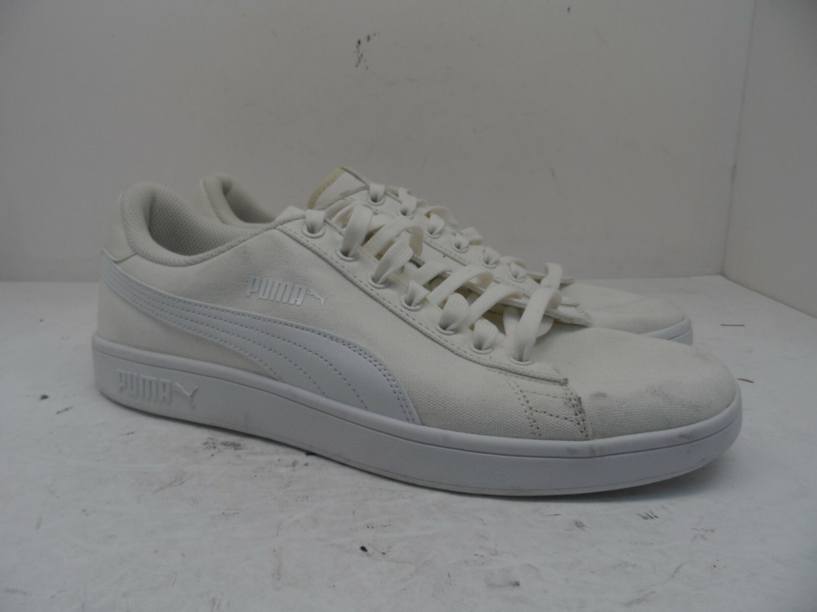 PUMA Men's Smash v2 Canvas Athletic Casual Sneakers Off White/White Size  13M | eBay