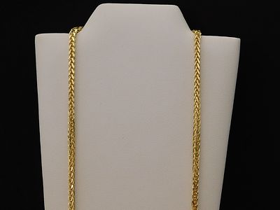 Pre-owned Bracelet 10k Yellow Gold Mans Wheat Foxtail Chain Hollow 7.5 Gram 22" Inch 3mm Unisex