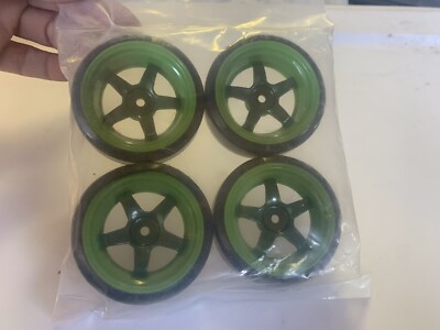 NEW HPI RS4 SPORT 3 Wheels Tires 69 Mustang  Meister GREEN  Drift Hard Slick