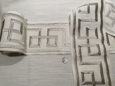 SCHUMACHER 66163 Octavius Tape Silver 6  Wide Embroidered Trim $100 Retail*  BTY