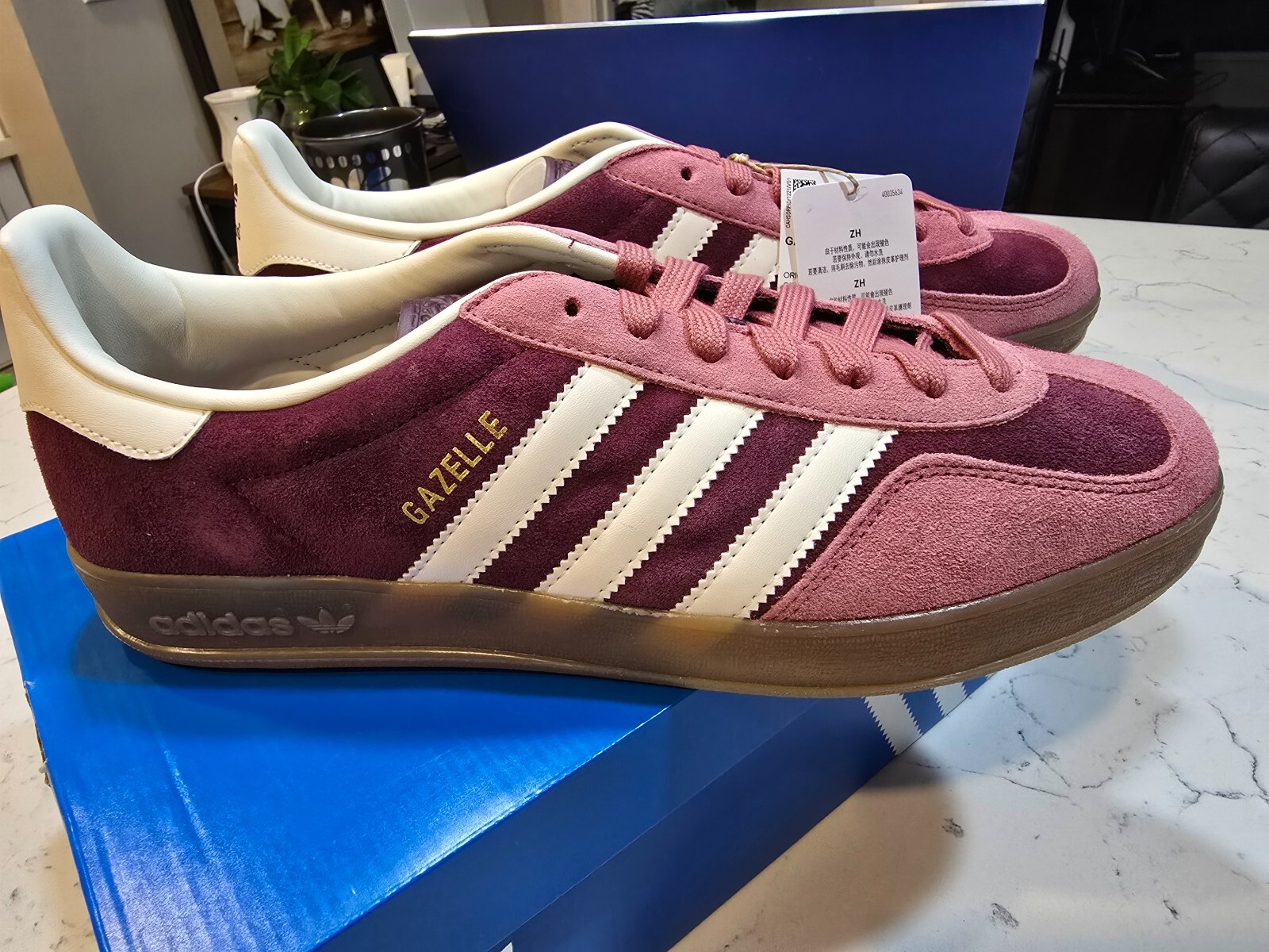 adidas Originals Gazelle Indoor Maroon White IF9647 Mens