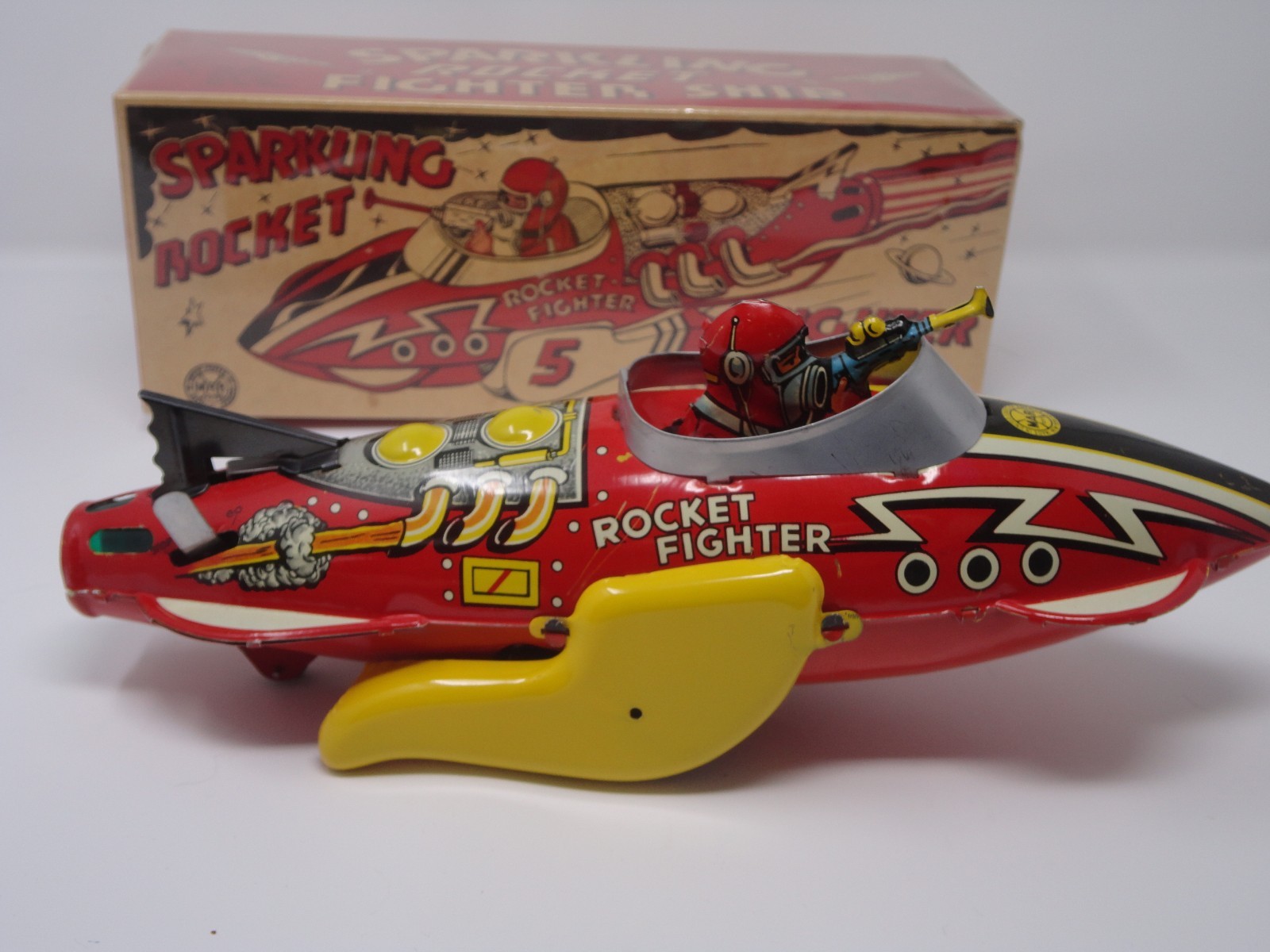 1930's Marx Sparkling Rocket Fighter Ship with Box