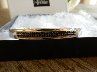 New Mens EFFY Black Sapphires and polished Sterling Silver Cuff Bracelet Med/Lrg