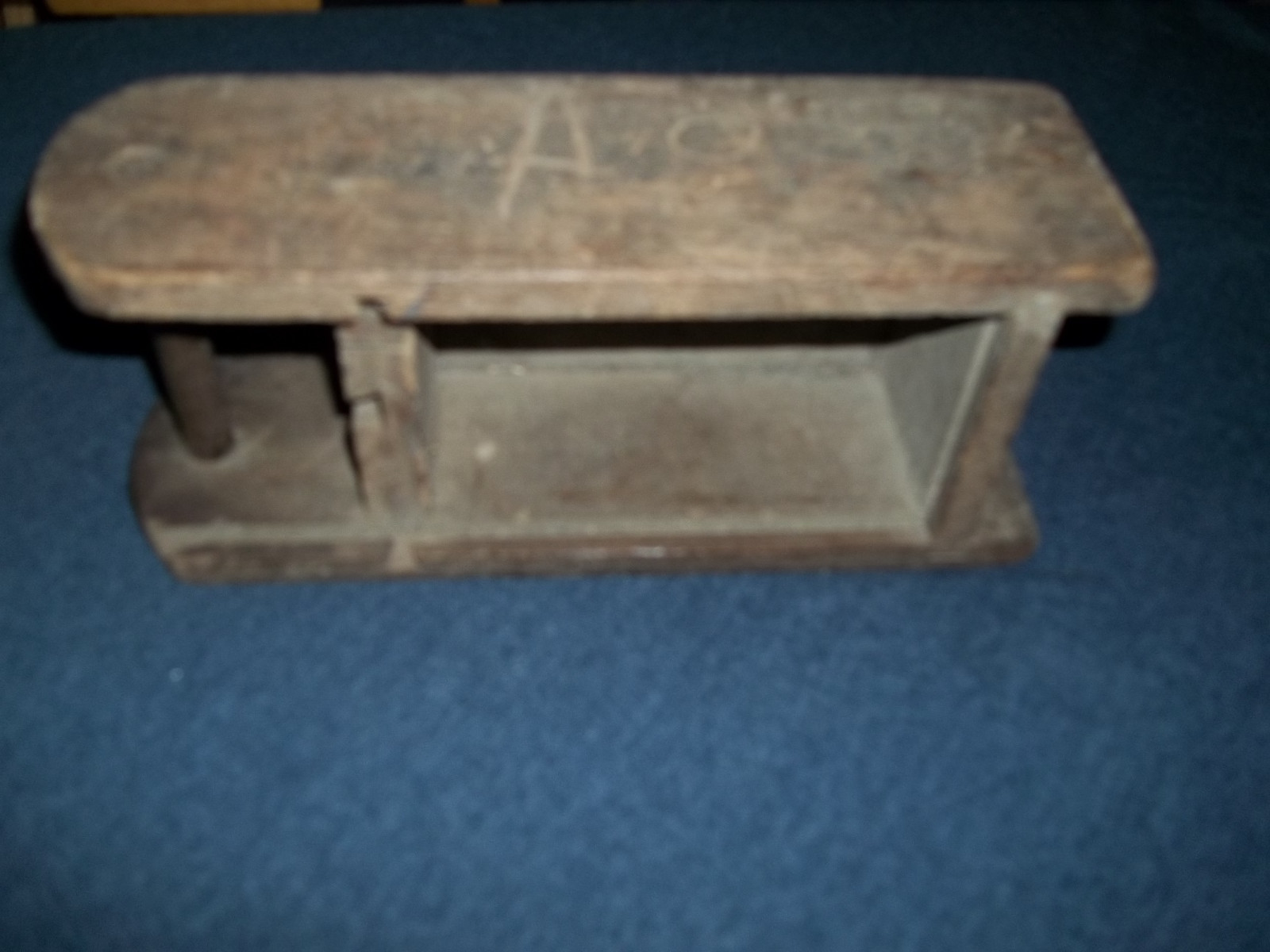 Vintage Wooden Box with Primitive Handmade Wood Handle