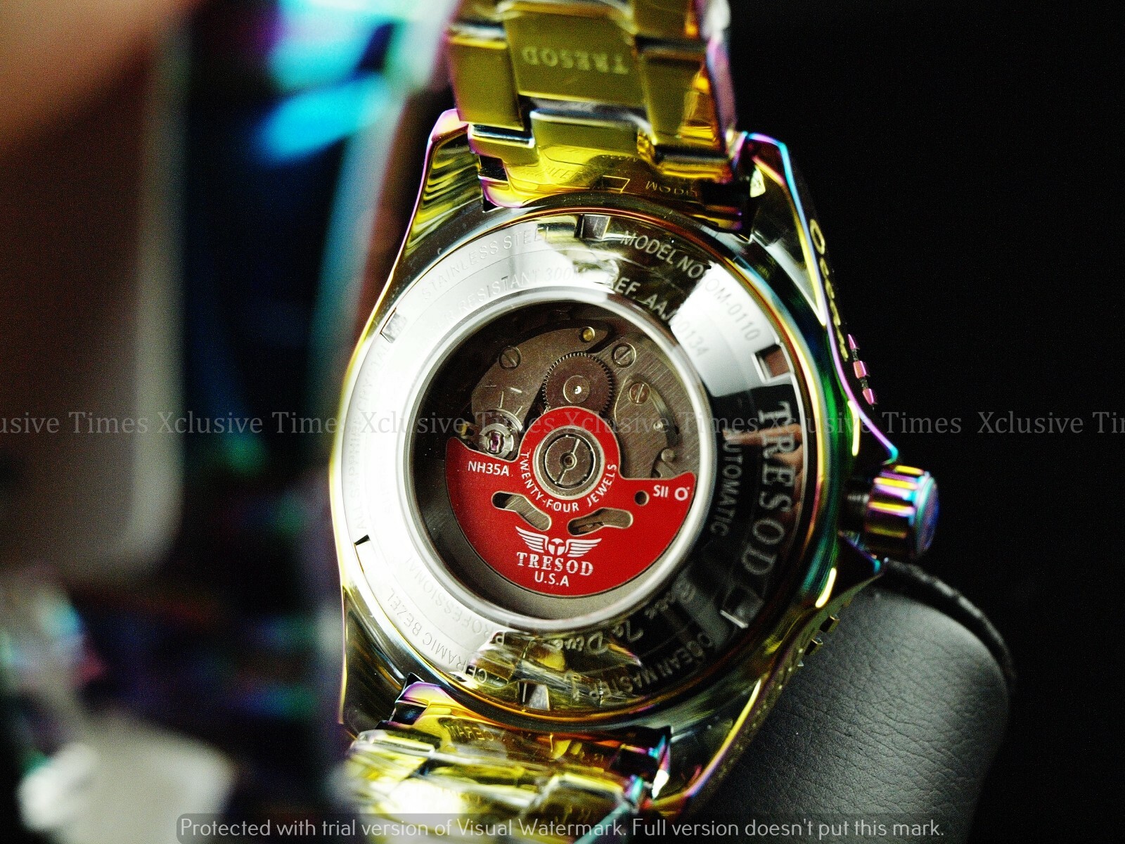 Pre-owned Tresod Men 300m Superlume Ocean Master Sapphire Ceramic Bezel Automatic Watch