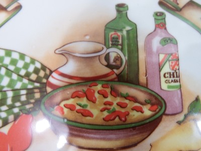 Server Platter bowl Italian theme Antique Glass 