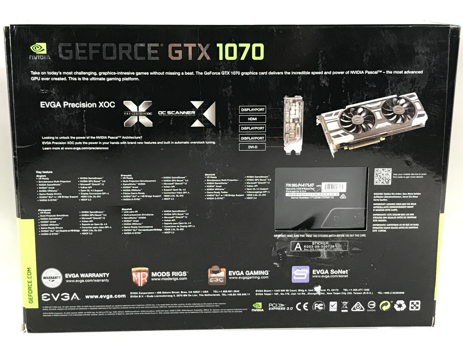 EVGA GeForce GTX 1070 SC GAMING ACX 3.0 8GB GDDR5 Graphics Card (08G-P4-6173-KF)