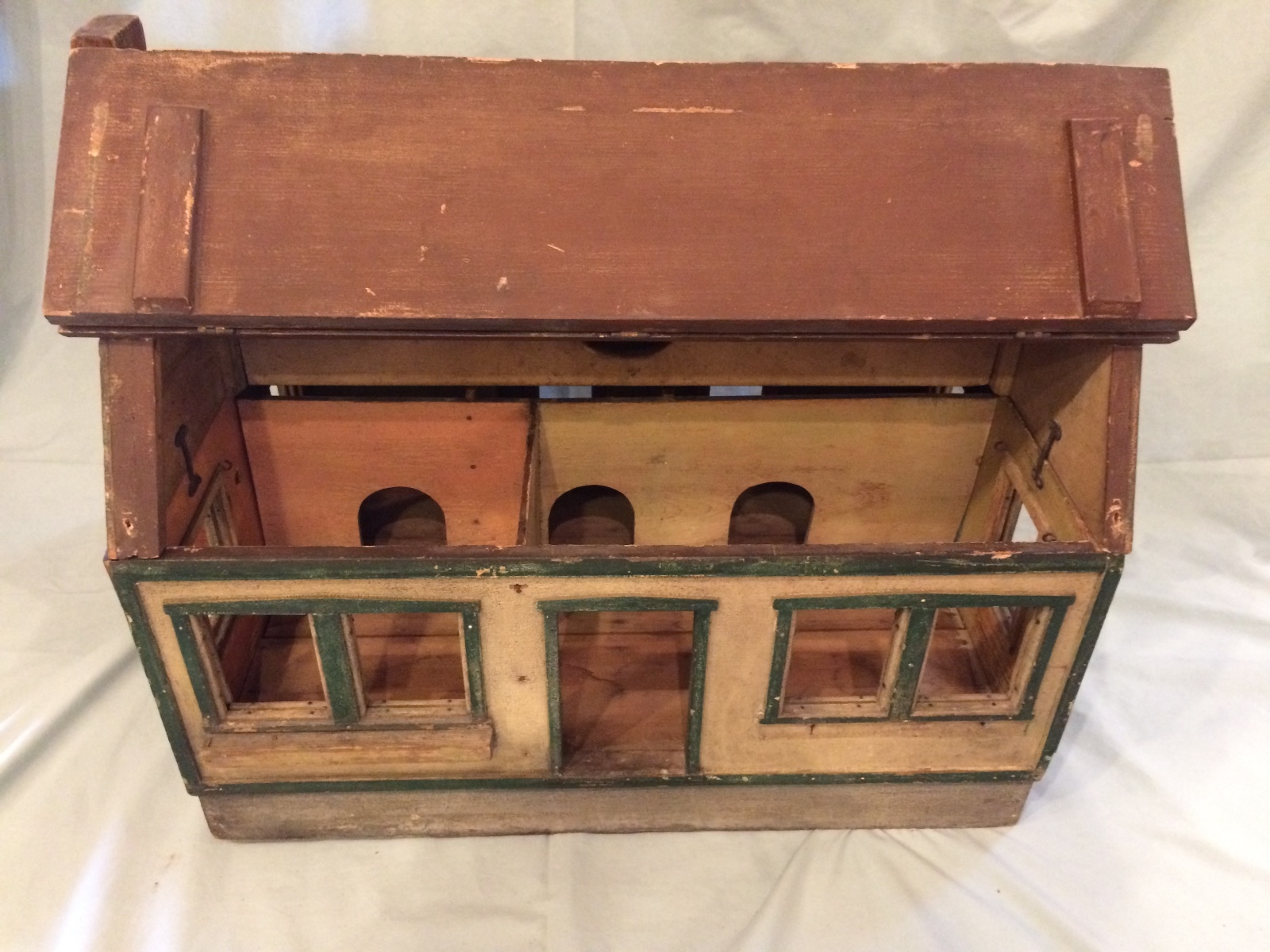 Early 1910's Folk Art - Rustic Cottage Style Wood Doll House - Original Paint!!