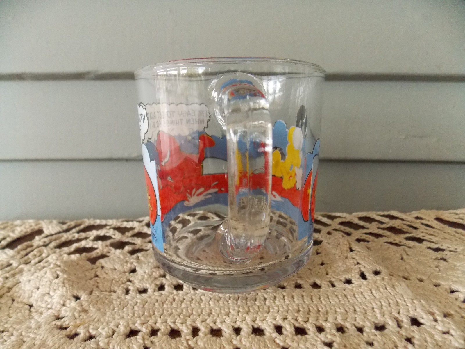 Vintage McDonald's Garfield & Odie Clear Glass Coffee Cup Mug Jim Davis Canoe