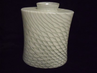 PRETTY WHITE AND CLEAR OVAL FLARED FUSED ART GLASS 6quot LAMPSHADE 