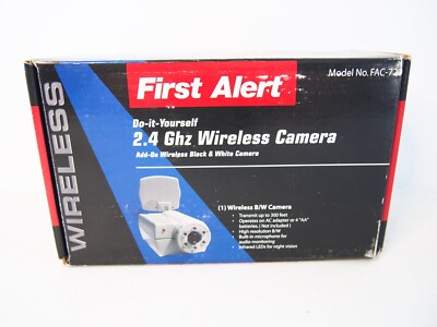 First Alert 2.4 ghz wireless camera set black/white w/Power Adapter New Open Box