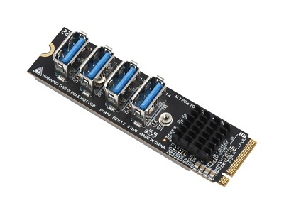 Waveshare M.2 to PCIe 4-Ch Expander Using With PCIe X1 to PCIe X16 Expander