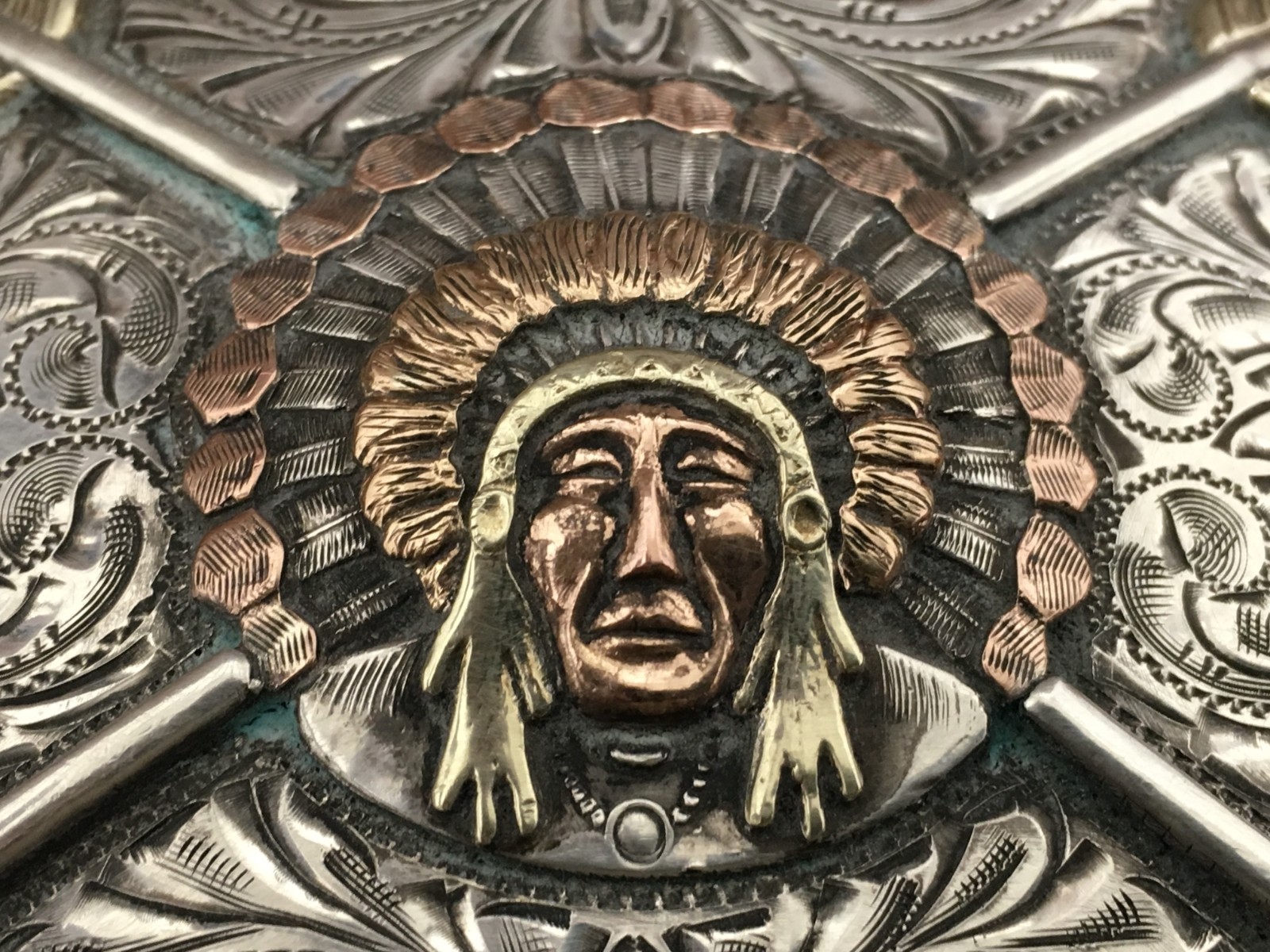 BOHLIN CHEIF STERLING 14K TROPHY STYLE BUCKLE