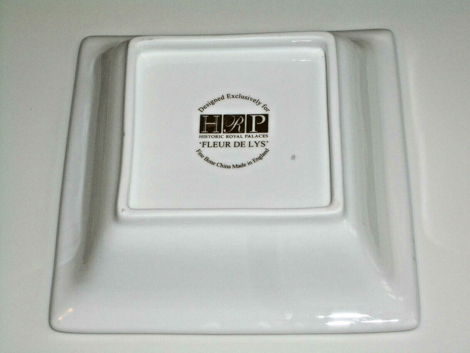 HRP Historic Royal Palaces Fleur De Lys 5 in Square trinket dish fine bone china