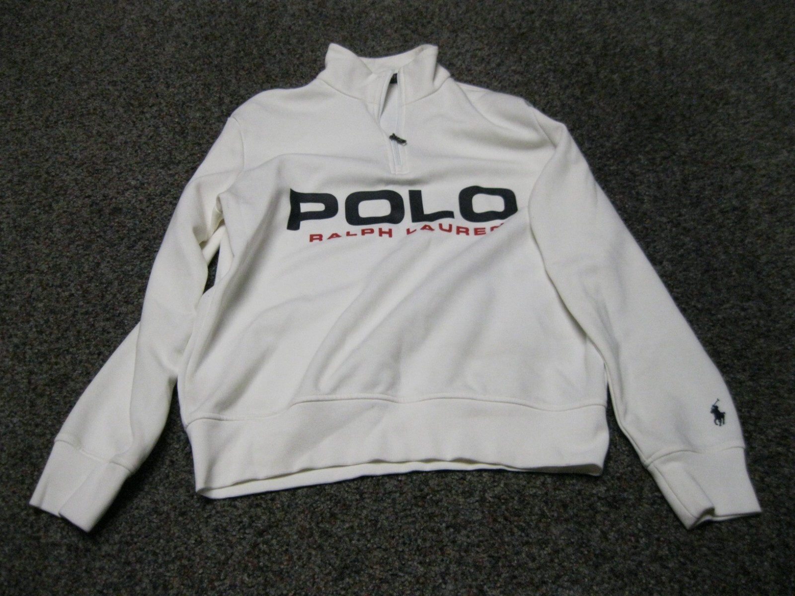 現行 POLO RALPH LAUREN【QRタグ付】ホワイト トレーナー　S 現行 POLO RALPH LAUREN【QRタグ付】ホワイト トレーナー S トップス