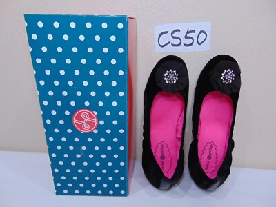 NEW LINDSAY PHILLIPS JOY VELVET FLAT SHOES BLACK WOMENS SZ 7 1/2 NEW 701501