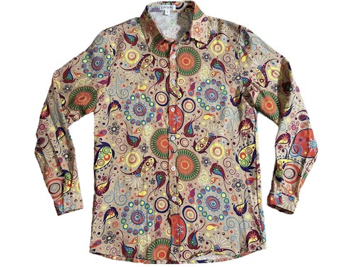 トップス ~70s Paisley pattern hawaiian shirt Men's Floral Vintage Casual Paisley Pattern 70s Disco Shirts