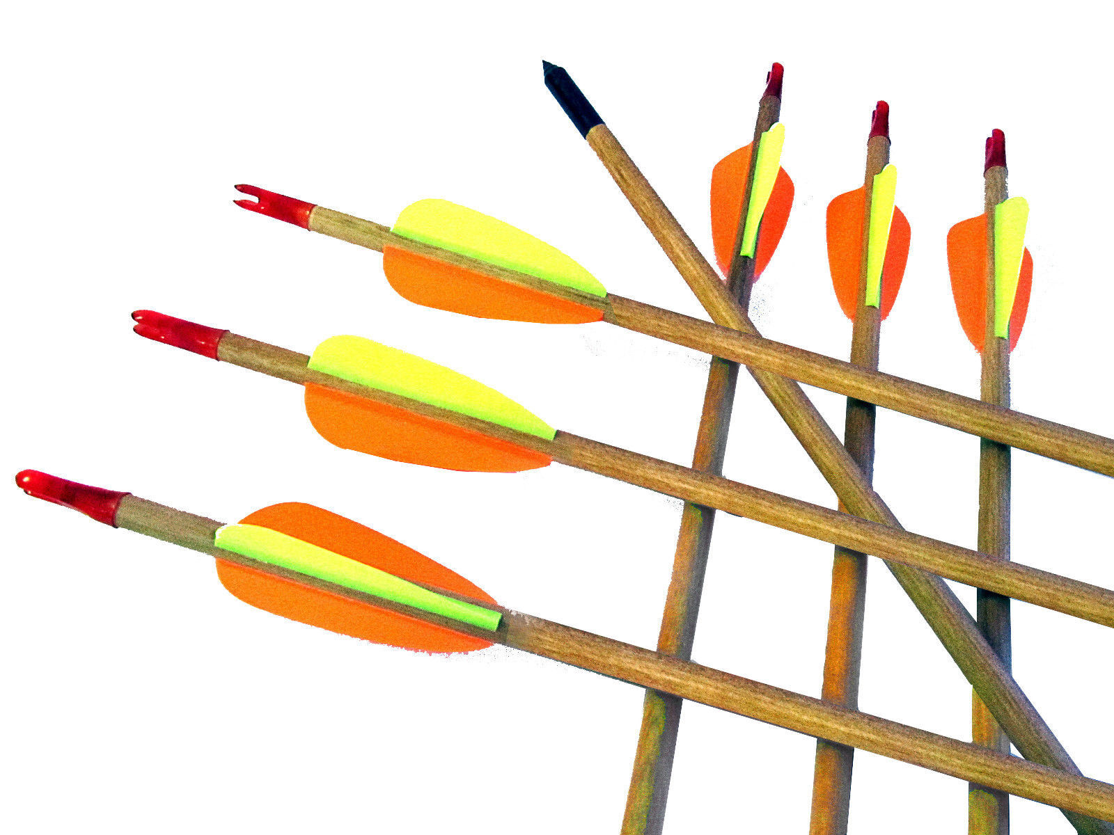 12 Holzpfeile Bogenpfeile Pfeile Langbogen Recurvebogen mit Stahlspitze