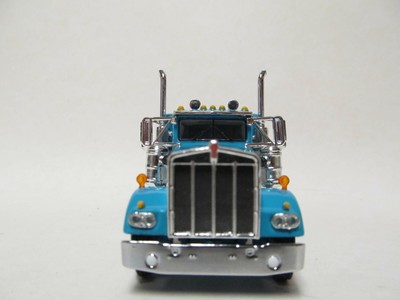 DCP, FIRST GEAR 1/64 SCALE W-900A KENWORTH SMALL BUNK, TEAL & WHITE BEIGE ENGINE