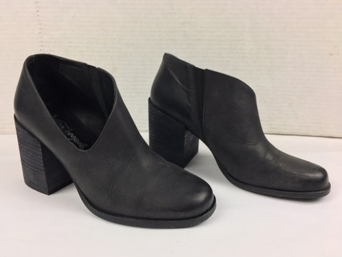 Free People Terrah Charcoal Black Leather High Heel Ankle Boots 36 / 6